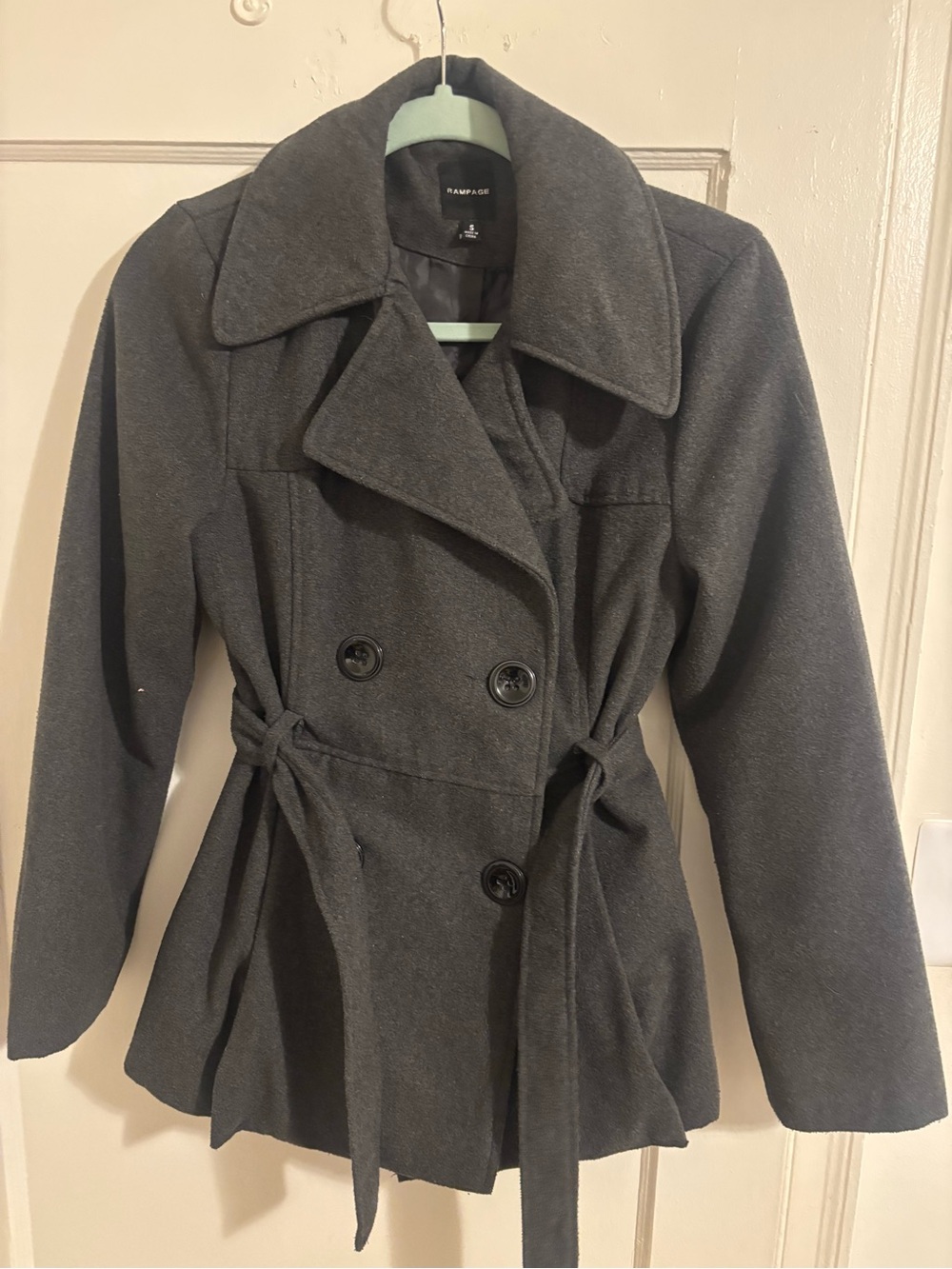Rampage Charcoal Gray Double-Breasted Peacoat